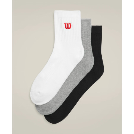 WILSON CALCETINES U QTR TOP PACK DE 3 BLANCO BRILLANTE/NEGRO