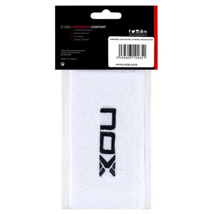NOX MUÑEQUERAS BLANCAS LOGO AZUL MARINO