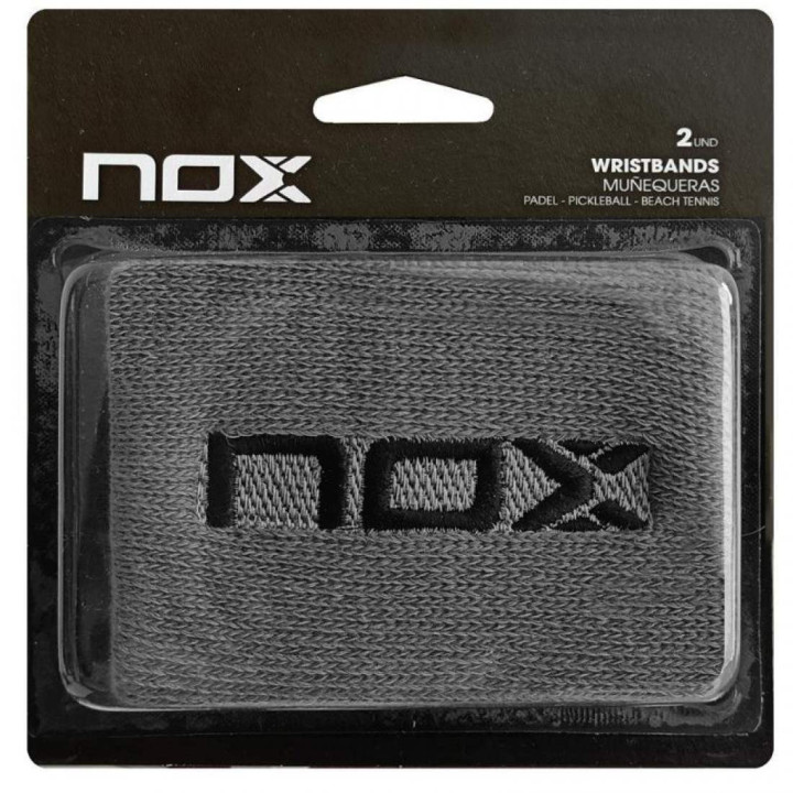 NOX  MUÑEQUERAS GRIS LOGO NEGRO